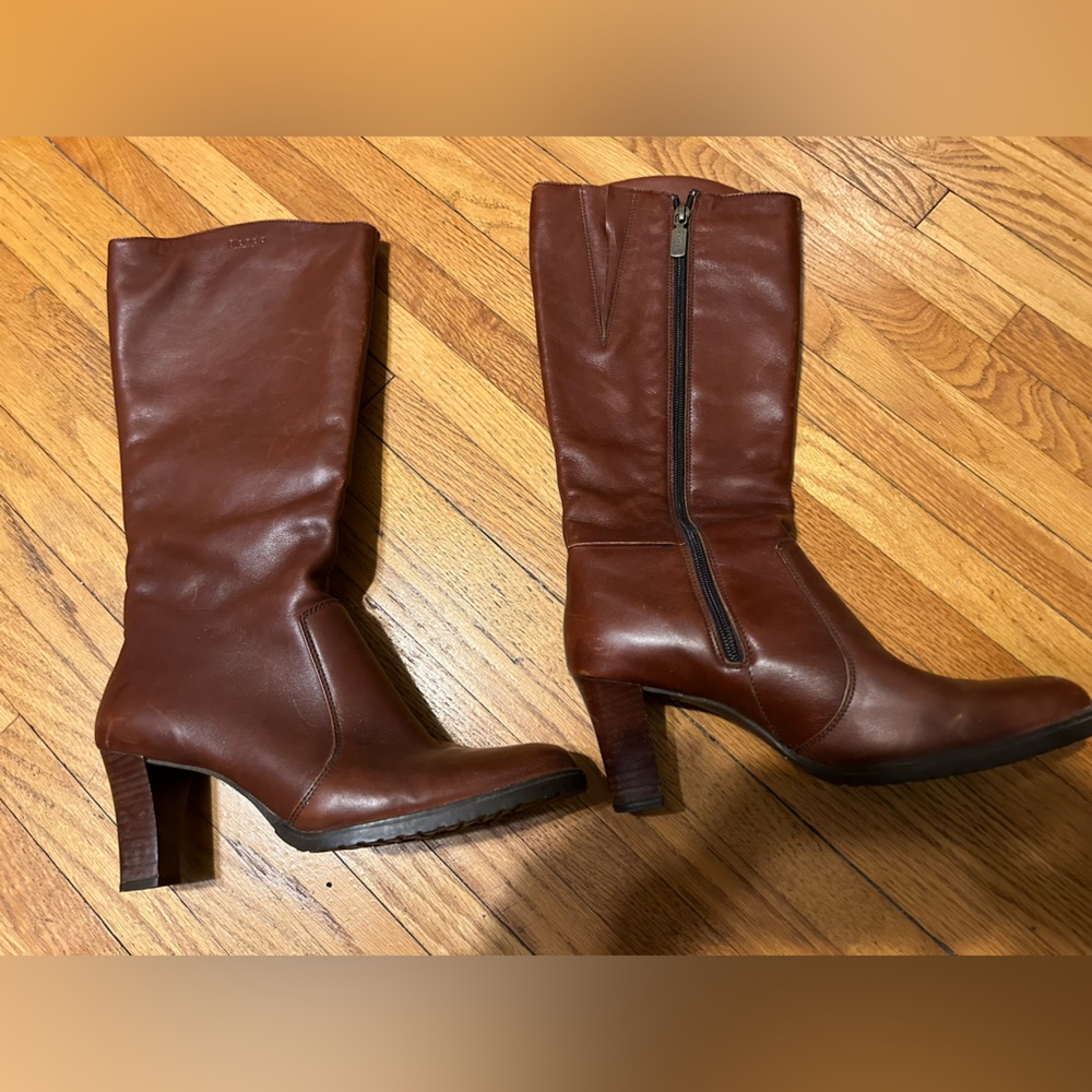 Blondo brown leather heeled boots, Sz 8 M